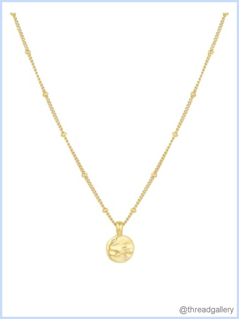 18k Gold Plated Coin Charm Link Necklace 16 inch Layering Ocean Style